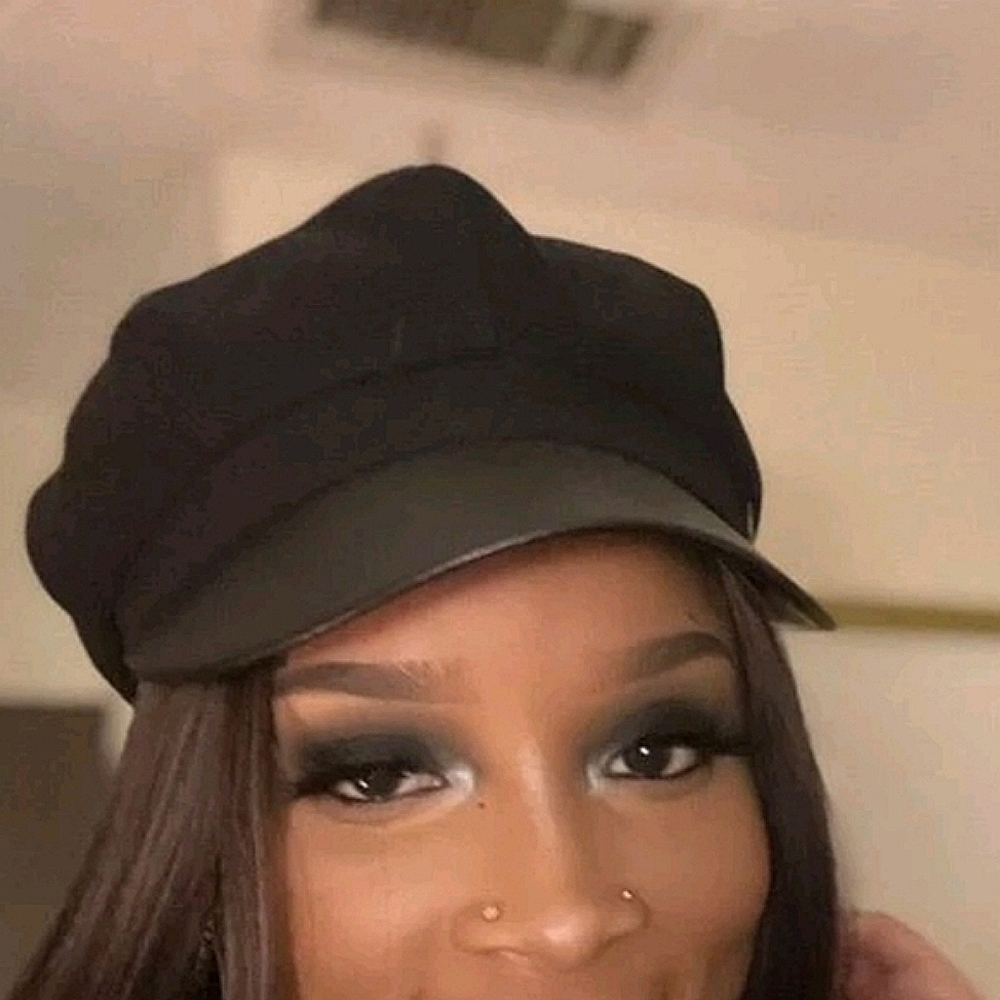 Women's Baker boy black faux leather fabric soft hat cap casual beret new - Picture 9 of 16